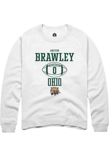 Austin Brawley  Rally Ohio Bobcats Mens White NIL Sport Icon Long Sleeve Crew Sweatshirt