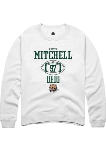 Austin Mitchell  Rally Ohio Bobcats Mens White NIL Sport Icon Long Sleeve Crew Sweatshirt