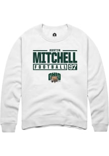 Austin Mitchell  Rally Ohio Bobcats Mens White NIL Stacked Box Long Sleeve Crew Sweatshirt