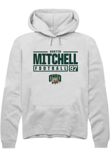 Austin Mitchell  Rally Ohio Bobcats Mens White NIL Stacked Box Long Sleeve Hoodie