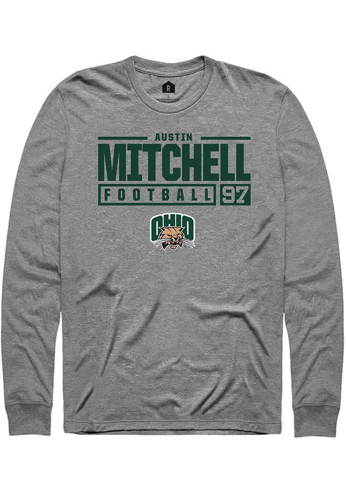 Austin Mitchell  Ohio Bobcats Graphite Rally NIL Stacked Box Long Sleeve T Shirt