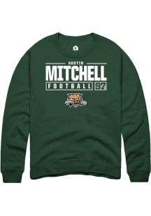 Austin Mitchell  Rally Ohio Bobcats Mens Green NIL Stacked Box Long Sleeve Crew Sweatshirt