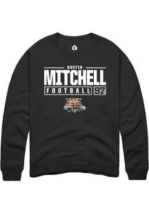 Austin Mitchell  Rally Ohio Bobcats Mens Black NIL Stacked Box Long Sleeve Crew Sweatshirt