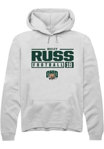 Bailey Russ  Rally Ohio Bobcats Mens White NIL Stacked Box Long Sleeve Hoodie