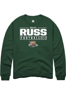 Bailey Russ  Rally Ohio Bobcats Mens Green NIL Stacked Box Long Sleeve Crew Sweatshirt