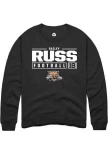 Bailey Russ  Rally Ohio Bobcats Mens Black NIL Stacked Box Long Sleeve Crew Sweatshirt