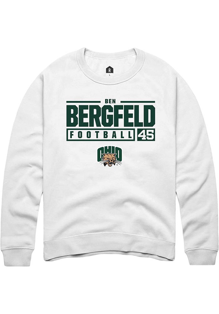 Ben Bergfeld Rally Ohio Bobcats Mens NIL Stacked Box Long Sleeve Crew Sweatshirt