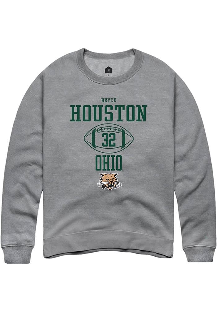 Bryce Houston  Rally Ohio Bobcats Mens Graphite NIL Sport Icon Long Sleeve Crew Sweatshirt