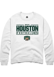 Bryce Houston  Rally Ohio Bobcats Mens White NIL Stacked Box Long Sleeve Crew Sweatshirt