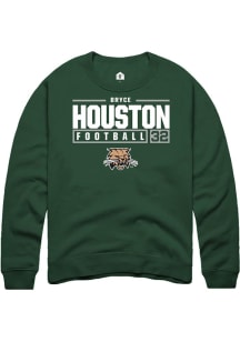 Bryce Houston  Rally Ohio Bobcats Mens Green NIL Stacked Box Long Sleeve Crew Sweatshirt