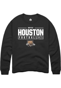 Bryce Houston  Rally Ohio Bobcats Mens Black NIL Stacked Box Long Sleeve Crew Sweatshirt