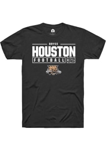 Bryce Houston  Ohio Bobcats Black Rally NIL Stacked Box Short Sleeve T Shirt