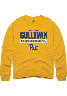 Mackenzie Sullivan Rally Mens Gold Pitt Panthers NIL Stacked Box Crew Sweatshirt