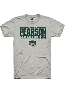 Byron Pearson  Ohio Bobcats Ash Rally NIL Stacked Box Short Sleeve T Shirt