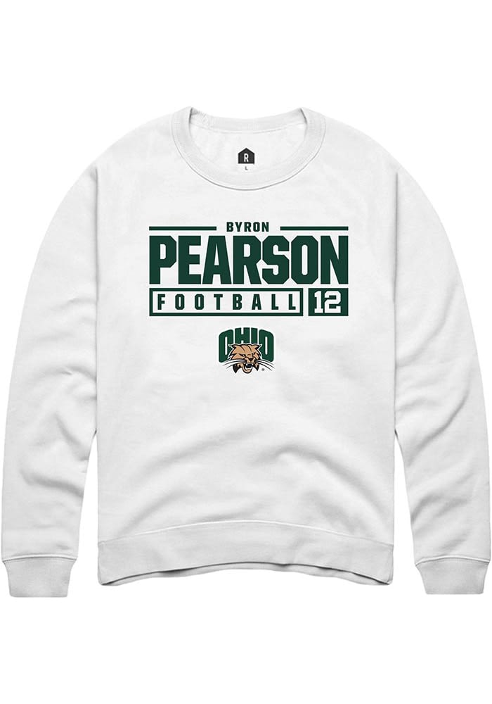 Byron Pearson Rally Ohio Bobcats Mens NIL Stacked Box Long Sleeve Crew Sweatshirt