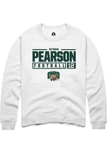 Byron Pearson  Rally Ohio Bobcats Mens White NIL Stacked Box Long Sleeve Crew Sweatshirt