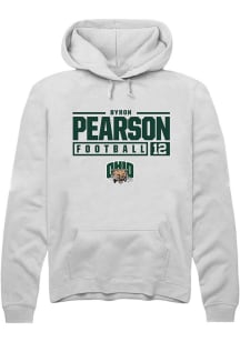 Byron Pearson  Rally Ohio Bobcats Mens White NIL Stacked Box Long Sleeve Hoodie