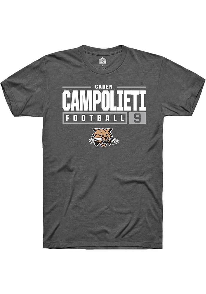 Caden Campolieti  Ohio Bobcats Dark Grey Rally NIL Stacked Box Short Sleeve T Shirt