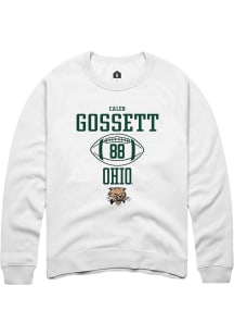 Caleb Gossett  Rally Ohio Bobcats Mens White NIL Sport Icon Long Sleeve Crew Sweatshirt