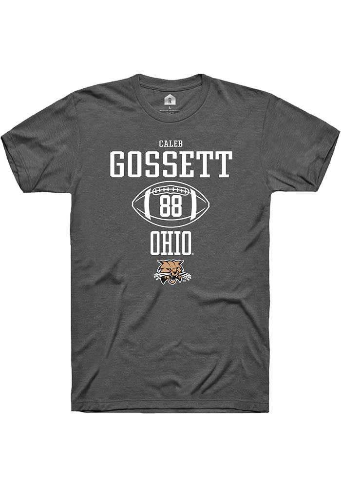 Caleb Gossett  Ohio Bobcats Dark Grey Rally NIL Sport Icon Short Sleeve T Shirt