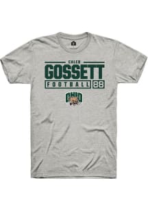 Caleb Gossett  Ohio Bobcats Ash Rally NIL Stacked Box Short Sleeve T Shirt