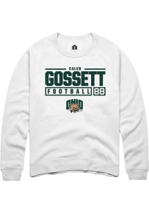 Caleb Gossett  Rally Ohio Bobcats Mens White NIL Stacked Box Long Sleeve Crew Sweatshirt