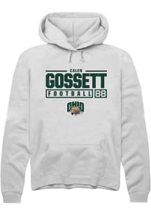 Caleb Gossett  Rally Ohio Bobcats Mens White NIL Stacked Box Long Sleeve Hoodie