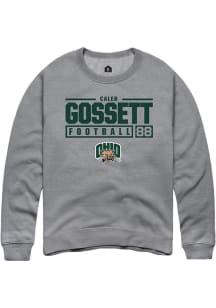 Caleb Gossett  Rally Ohio Bobcats Mens Graphite NIL Stacked Box Long Sleeve Crew Sweatshirt