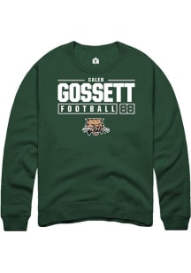 Caleb Gossett  Rally Ohio Bobcats Mens Green NIL Stacked Box Long Sleeve Crew Sweatshirt