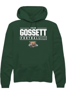 Caleb Gossett  Rally Ohio Bobcats Mens Green NIL Stacked Box Long Sleeve Hoodie