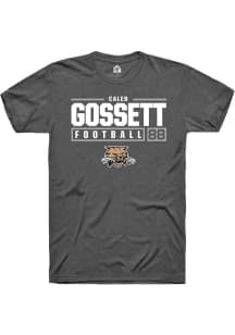 Caleb Gossett  Ohio Bobcats Dark Grey Rally NIL Stacked Box Short Sleeve T Shirt