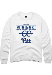 Caroline Rusinski Rally Mens White Pitt Panthers NIL Sport Icon Crew Sweatshirt