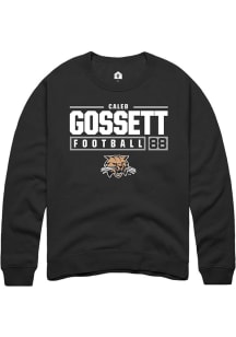 Caleb Gossett  Rally Ohio Bobcats Mens Black NIL Stacked Box Long Sleeve Crew Sweatshirt