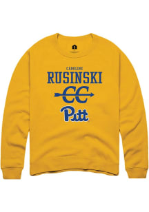 Caroline Rusinski Rally Mens Gold Pitt Panthers NIL Sport Icon Crew Sweatshirt