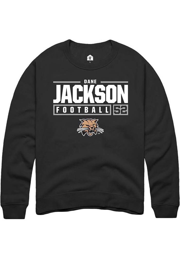 Dane Jackson Rally Ohio Bobcats Mens NIL Stacked Box Long Sleeve Crew Sweatshirt