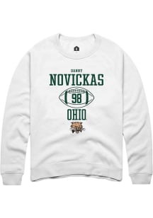 Danny Novickas  Rally Ohio Bobcats Mens White NIL Sport Icon Long Sleeve Crew Sweatshirt