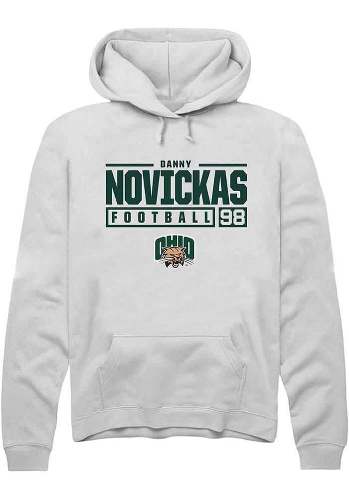 Danny Novickas Rally Ohio Bobcats Mens NIL Stacked Box Long Sleeve Hoodie