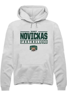 Danny Novickas  Rally Ohio Bobcats Mens White NIL Stacked Box Long Sleeve Hoodie