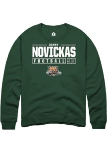 Danny Novickas  Rally Ohio Bobcats Mens Green NIL Stacked Box Long Sleeve Crew Sweatshirt