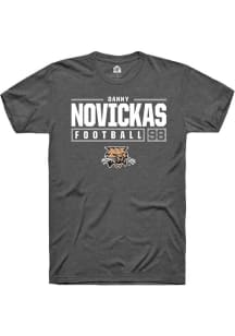 Danny Novickas  Ohio Bobcats Dark Grey Rally NIL Stacked Box Short Sleeve T Shirt