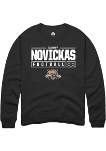 Danny Novickas  Rally Ohio Bobcats Mens Black NIL Stacked Box Long Sleeve Crew Sweatshirt