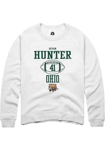 Devon Hunter  Rally Ohio Bobcats Mens White NIL Sport Icon Long Sleeve Crew Sweatshirt