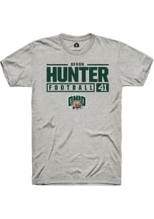 Devon Hunter  Ohio Bobcats Ash Rally NIL Stacked Box Short Sleeve T Shirt