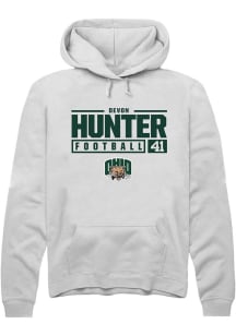 Devon Hunter  Rally Ohio Bobcats Mens White NIL Stacked Box Long Sleeve Hoodie