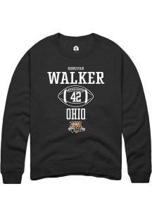 Donovan Walker  Rally Ohio Bobcats Mens Black NIL Sport Icon Long Sleeve Crew Sweatshirt