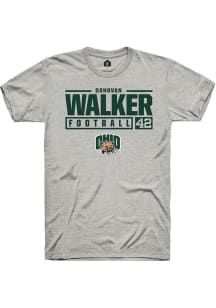 Donovan Walker  Ohio Bobcats Ash Rally NIL Stacked Box Short Sleeve T Shirt