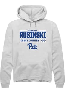 Caroline Rusinski Rally Mens White Pitt Panthers NIL Stacked Box Hooded Sweatshirt