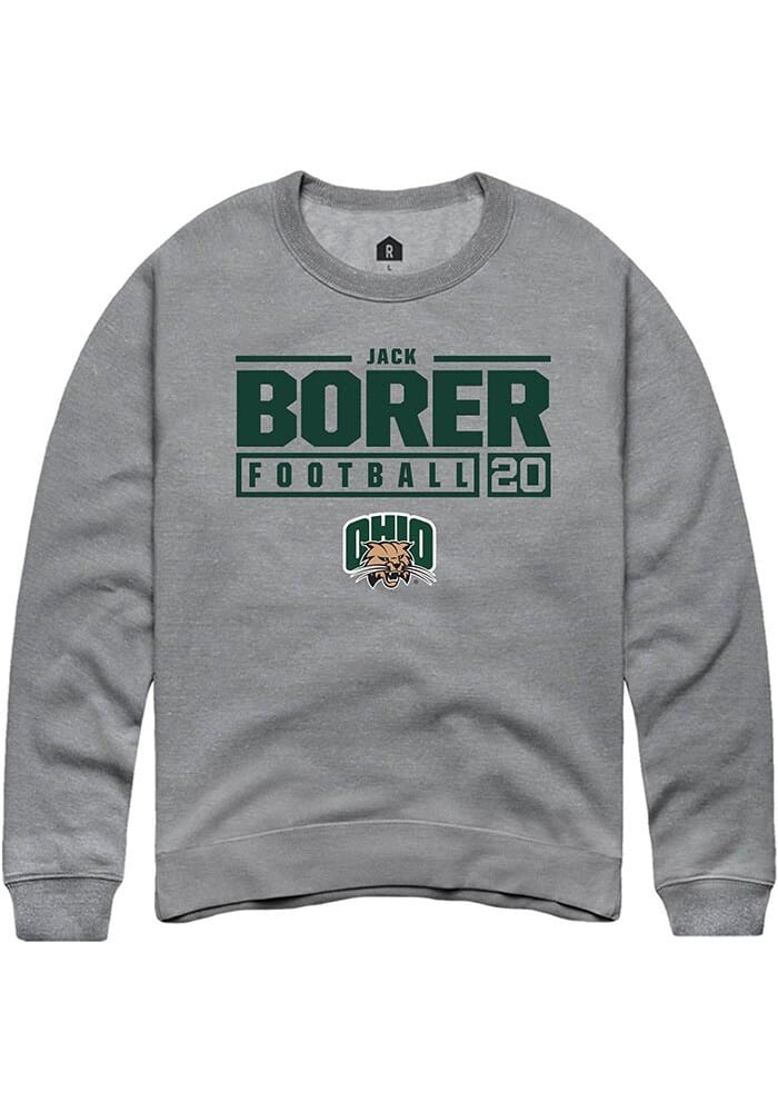 Jack Borer  Rally Ohio Bobcats Mens Graphite NIL Stacked Box Long Sleeve Crew Sweatshirt