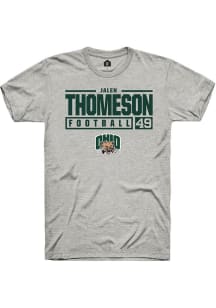 Jalen Thomeson  Ohio Bobcats Ash Rally NIL Stacked Box Short Sleeve T Shirt