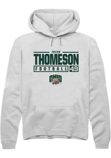 Jalen Thomeson  Rally Ohio Bobcats Mens White NIL Stacked Box Long Sleeve Hoodie